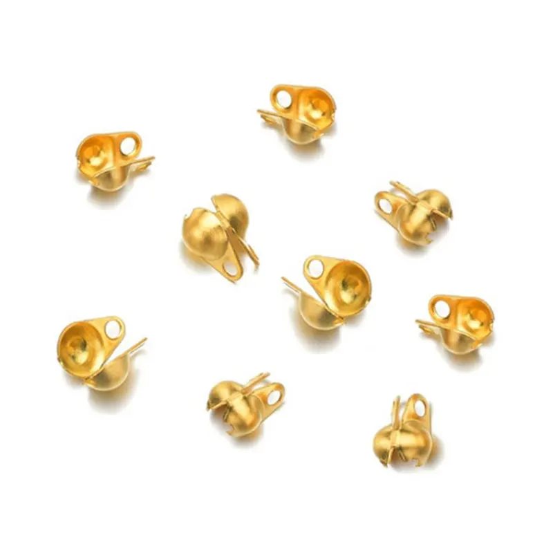 50pcs Fitting Stainless Steel Ball Chain Calotte Crimp Beads Connectors End Clasp DIY Bracelet Necklace Making