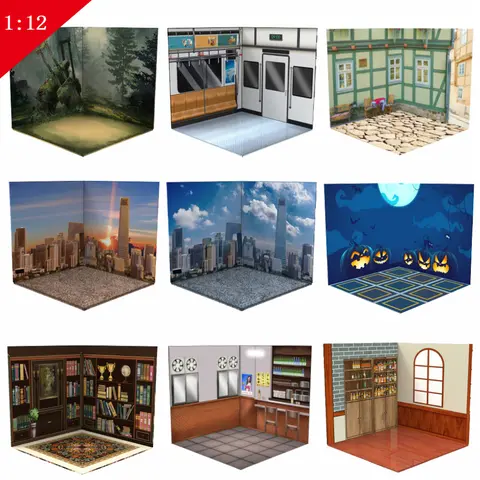 1:12 Miniatyr Scen Bakgrundskort Monteringsmodell För Showcase Actionfigurer Dockor Fordon PVC Bakgrundsmaterial Diorama Kit 8 best sales dioramabakgrund - №1