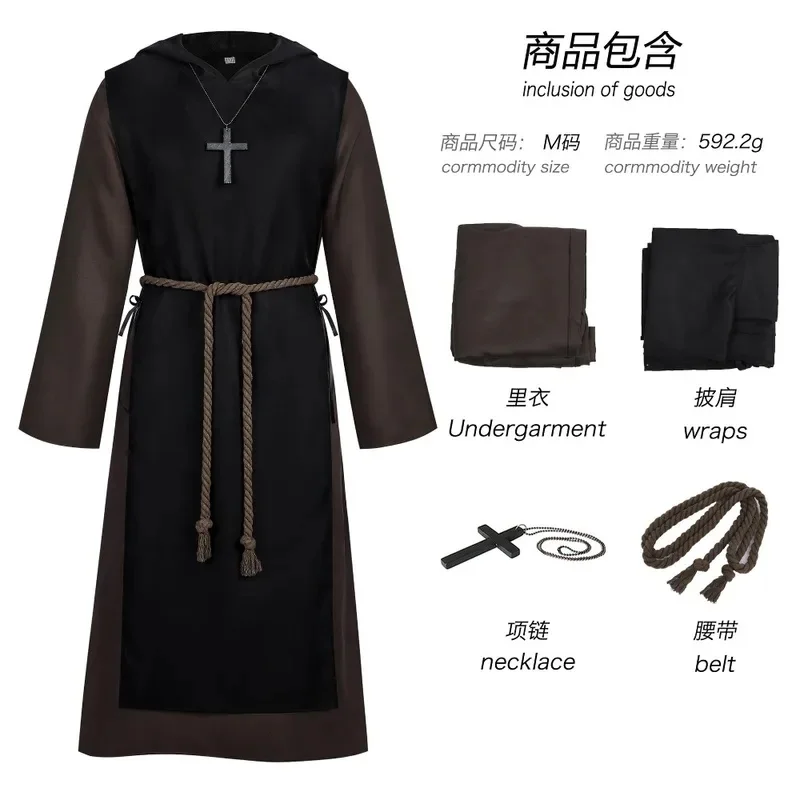 d'4,v;6 /8'Gothic Dark Robe Medieval Vintage Hooded Cape Cloak Adult Unisex Halloween Carnival Party Cosplay2;g'7;b.8\a/