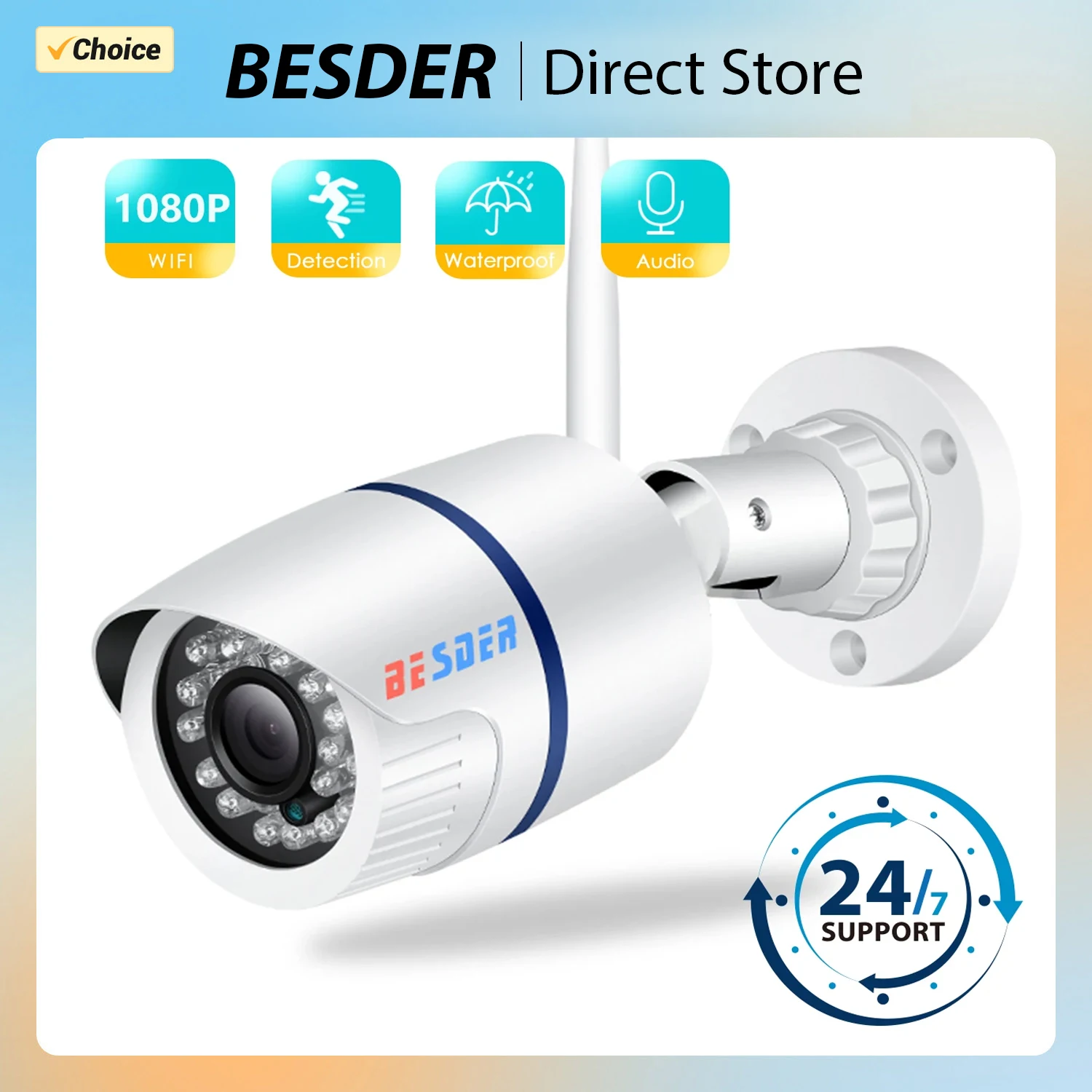 

BESDER ICSEE 1080P P2P Wifi Camera Audio Recording IP Camera Wireless Wired Alarm CCTV Bullet Outdoor With SD Card Slot Max 128G