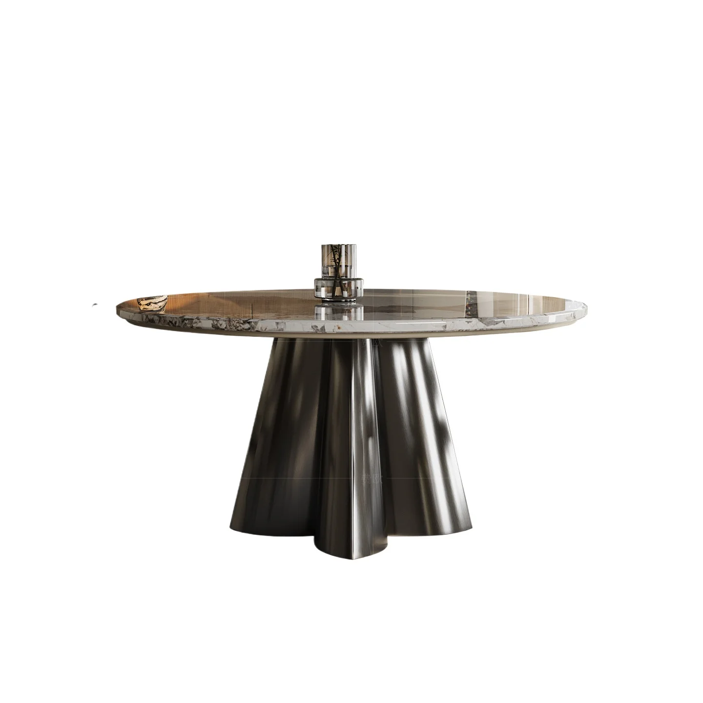 Light luxury negotiation table haute couture luxury house Italian stainless steel marble luxury stone round dining table