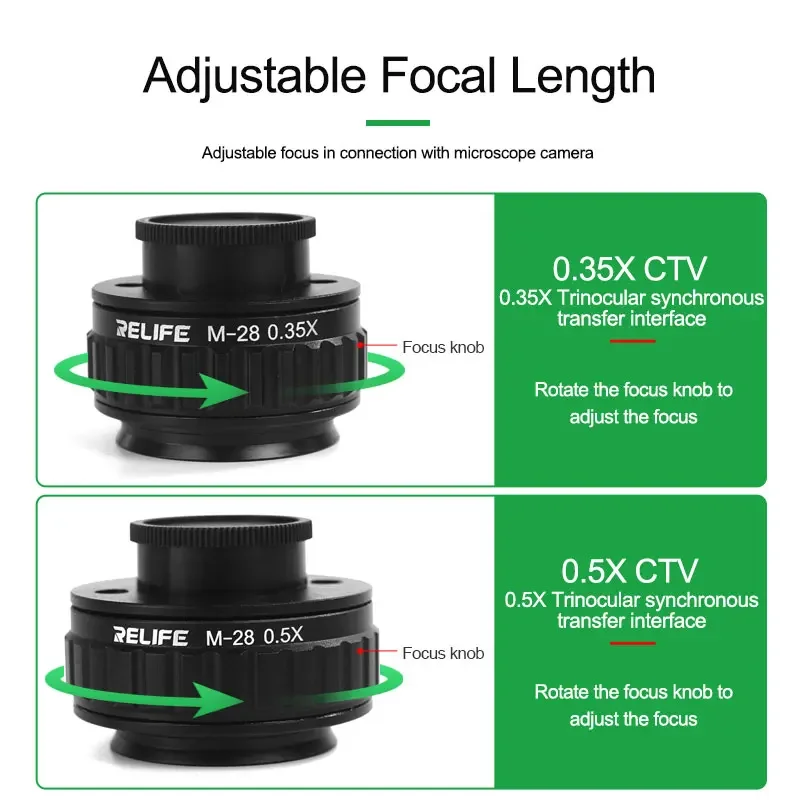 RELIFE 0.5X 0.35X Adapter Lens Focus Verstelbare Camera Installatie C Mount Adapter Voor Nieuw Type Trinoculaire Stereo Microscoop