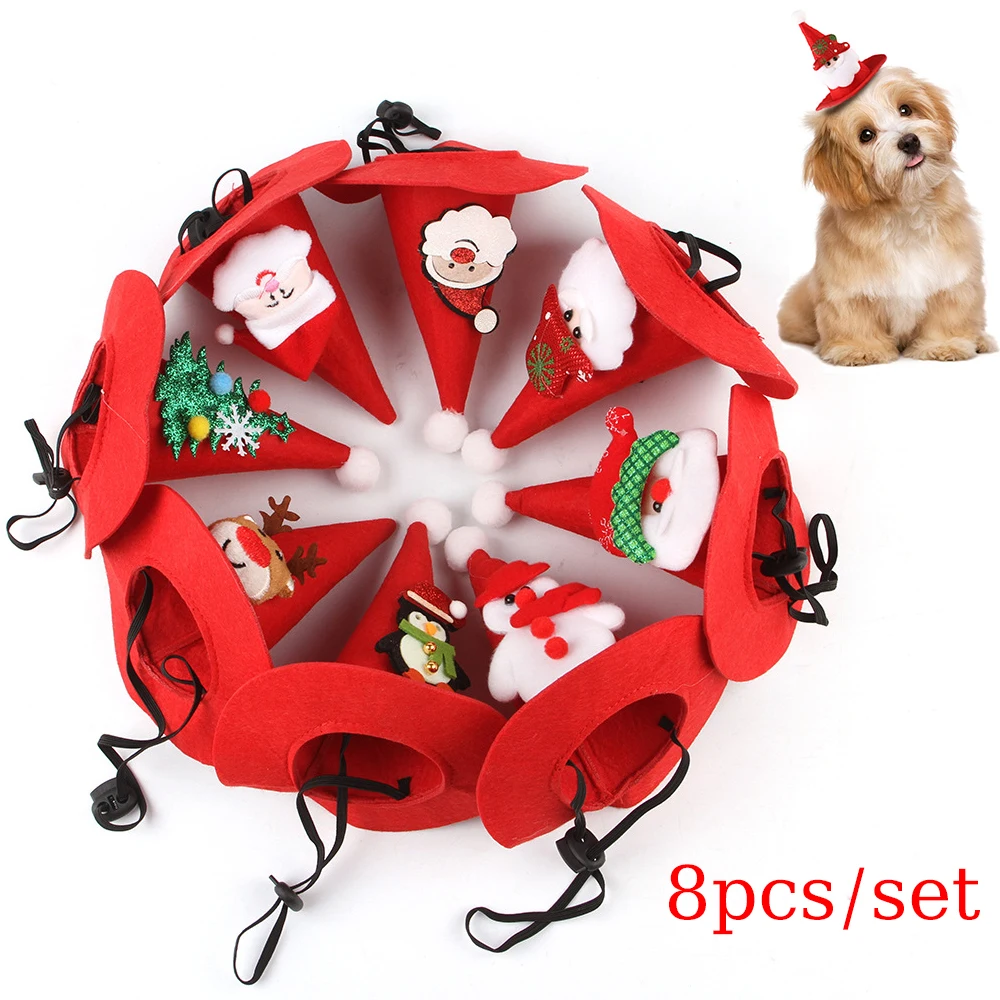 Cute Pet Santa Hat Funny Cats Dogs Headgear Christmas Witch Wizard Hat Puppy Headwear Cap Pets Decoration Ornaments Cosplay Prop