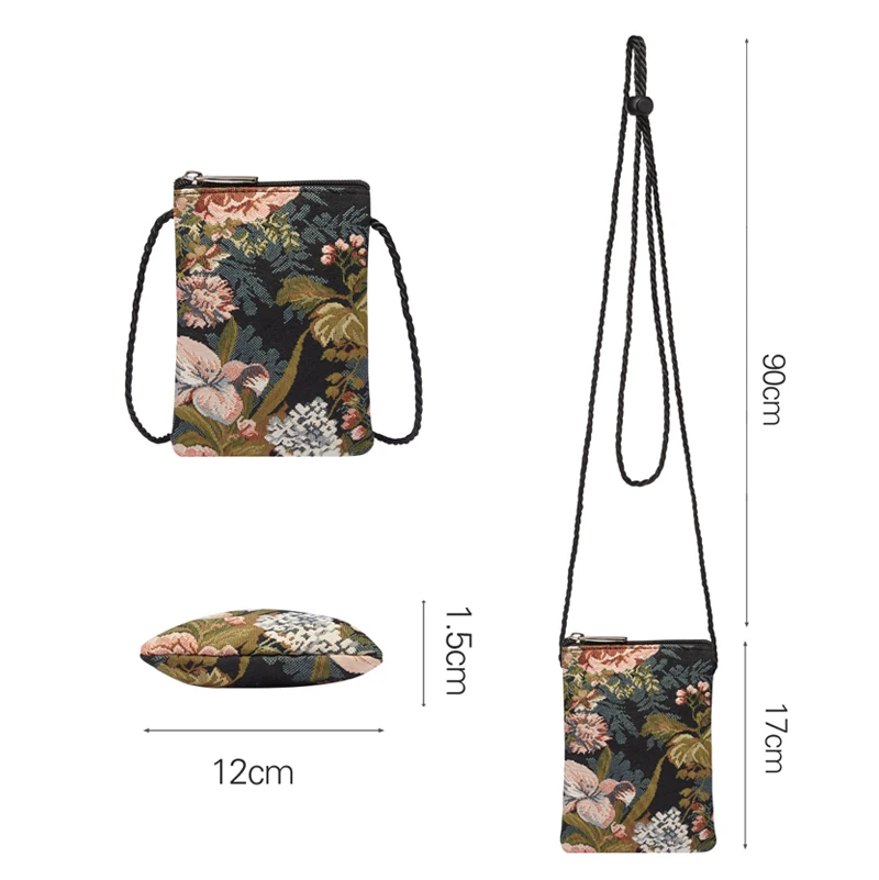 SAJA Women Crossboby Bag Female Bag for Women Lightweight Shoulder Bag Peony Flora Ladies Girl Shopping Travel Leisure Bag Pouch