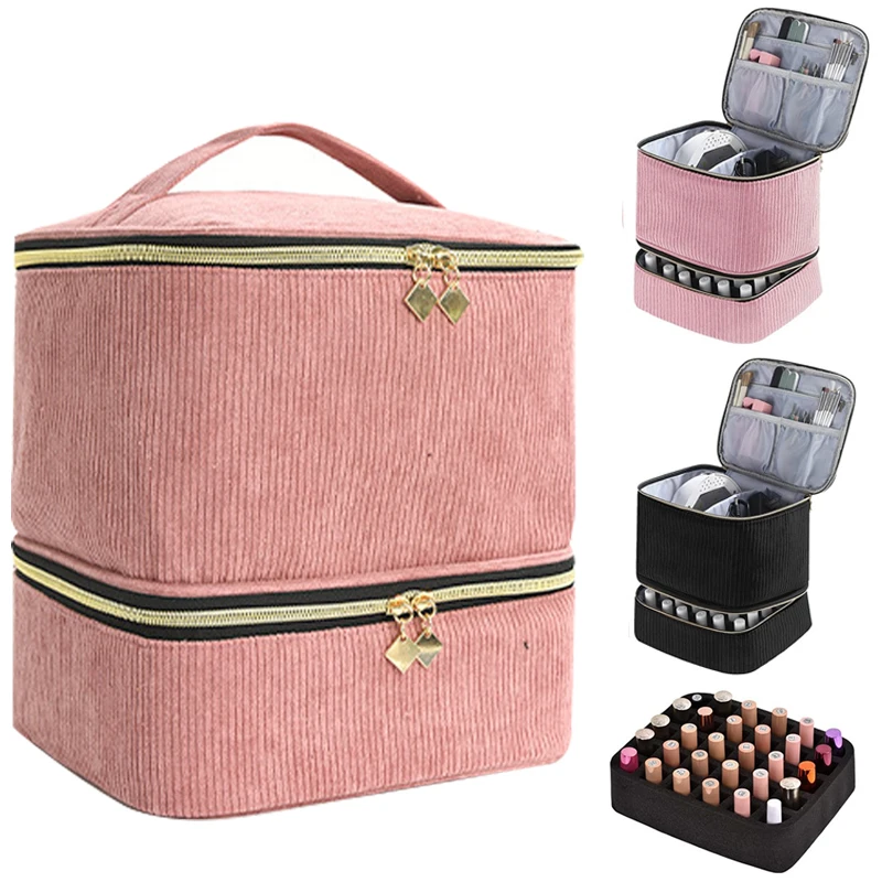 

Double Layer Nail Polish Storage Bag Essential Oil Bag Portable Cosmetic Nail Care Kit Nail Care Tool Storage Box 30 Compartment