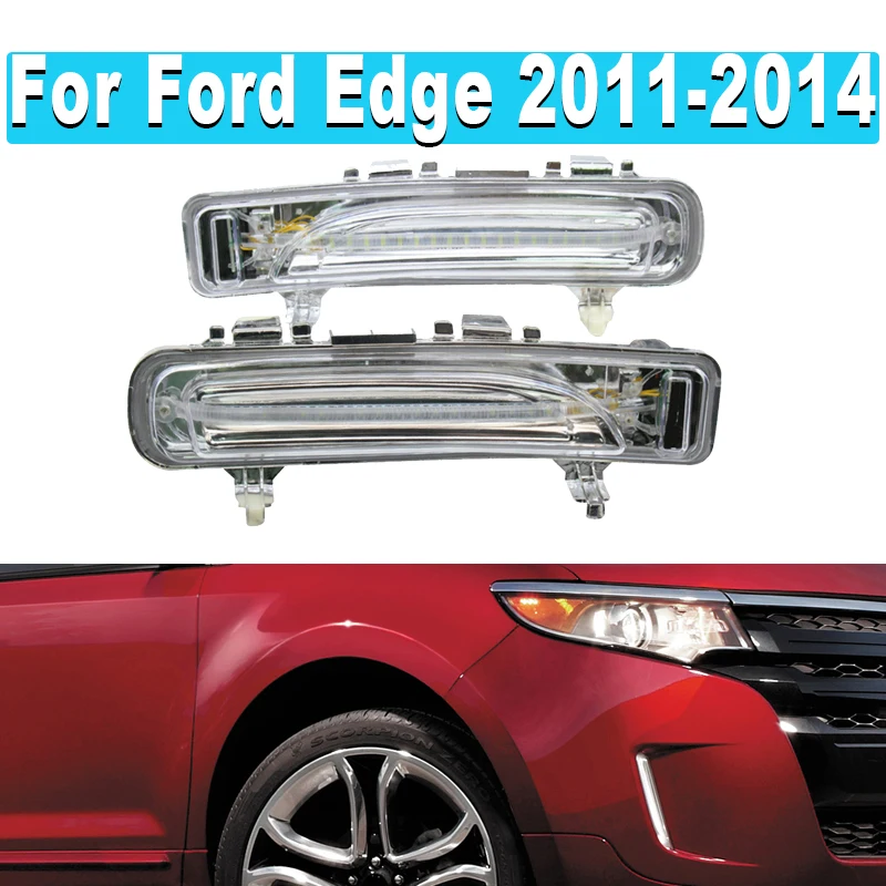 For Ford Edge 2011 2012 2013 2014 Car Left And Right Side 33 LED White Daytime Running Light Headlight Turn Signal DRL