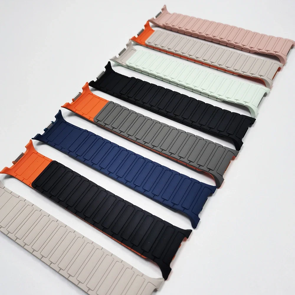 Sem lacunas pulseira magnética para samsung galaxy watch 8 clássico/8 44/40mm 46mm pulseira de silicone para galaxy watch8 correa accessorie