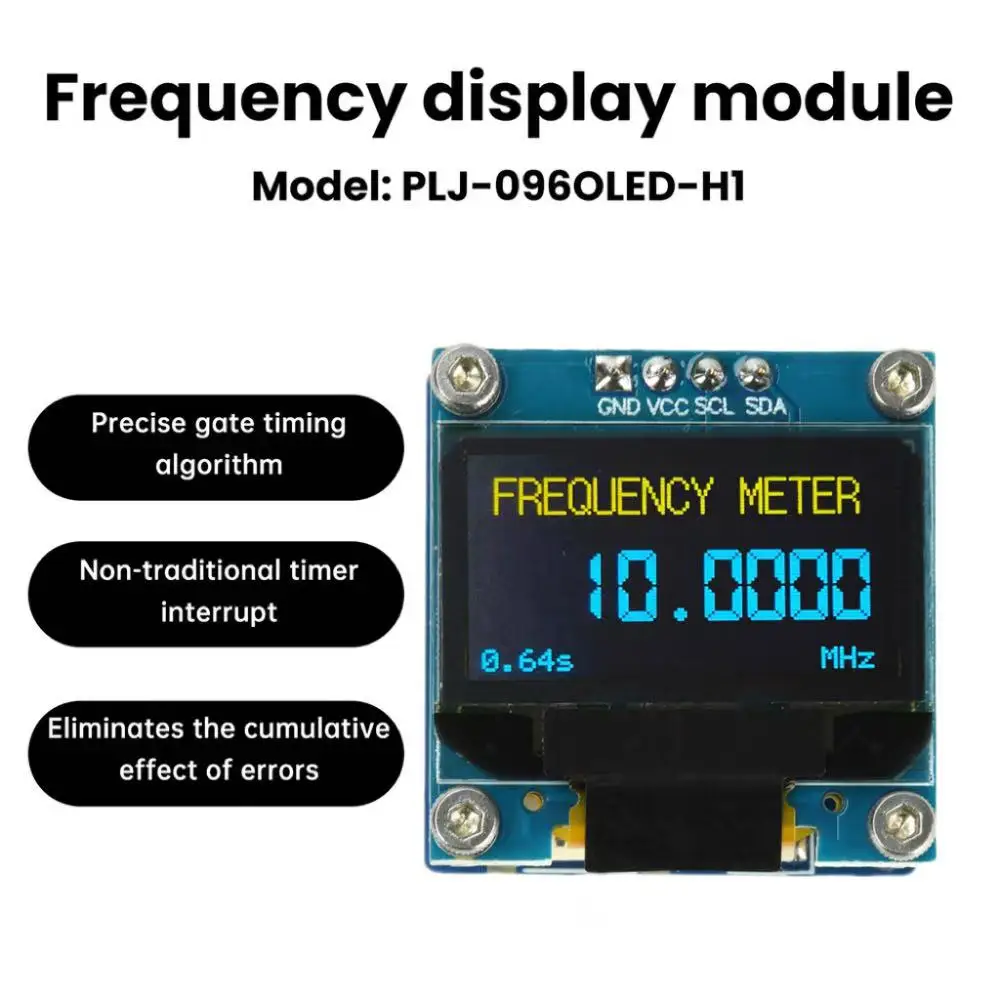 

Модуль измерения частоты PLJ-096OLED-H1, 8-10В DC, 20МГц-2.7ГГц, цифровой измеритель частоты радиосигналов с OLED-дисплеем 0.96 дюйма