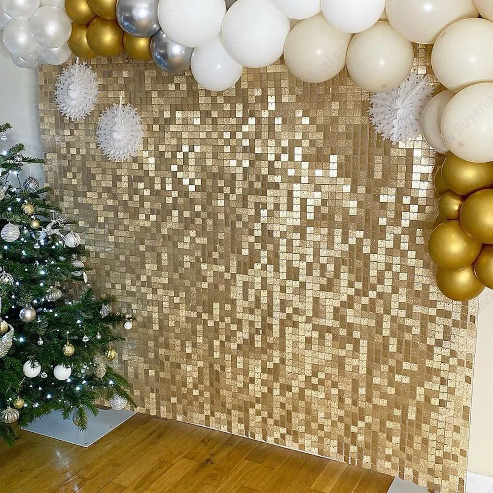 

Sequin Backdrop Panels Shimmer Wall Matt Golden Luxury Wedding Birthday Party Baby Shower Background Decor Laser Curtain 30x30cm