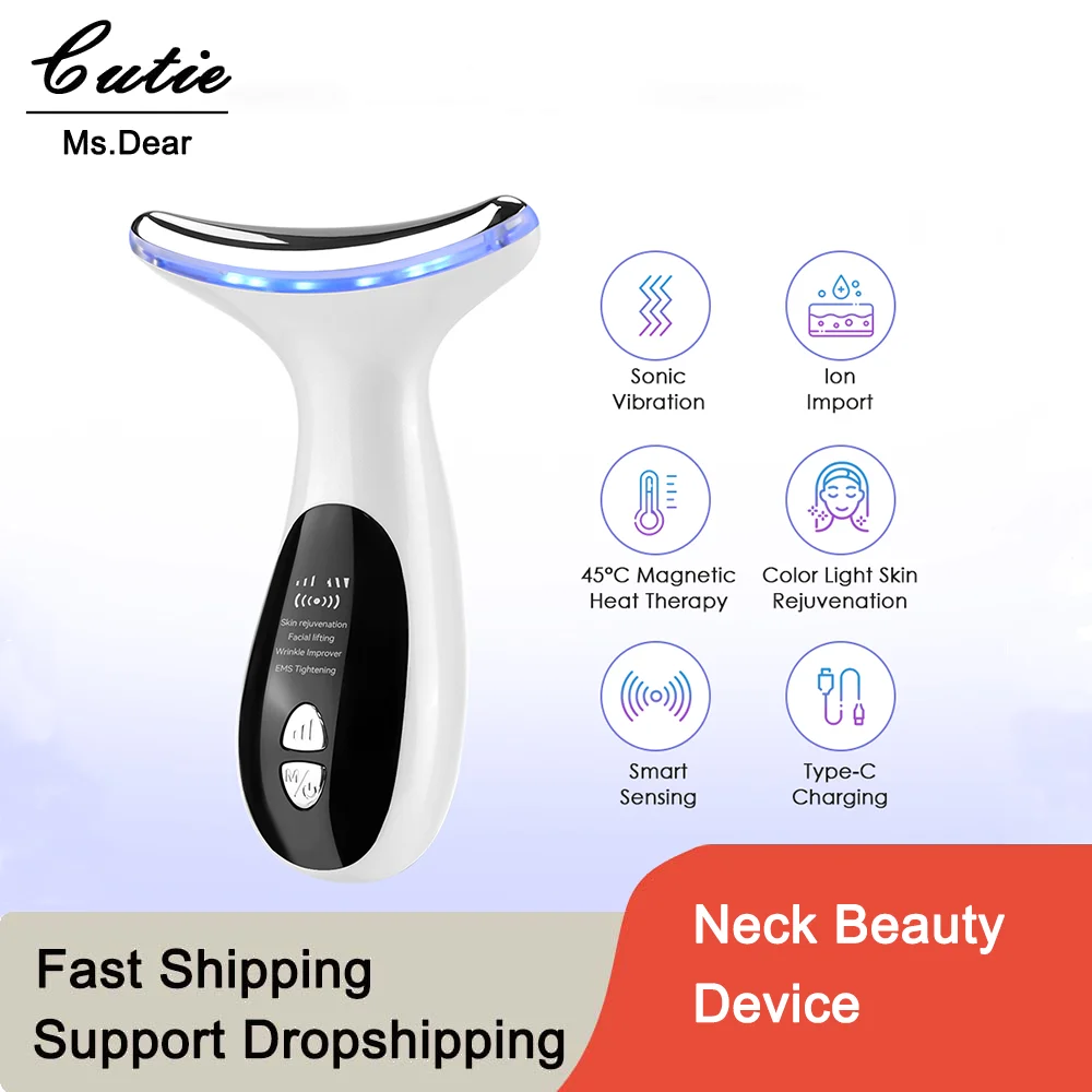 

EMS Face Neck Lifting Beauty Device Facial Firming Sonic Vibration Massager LED Photon Skin Rejuvenation Tighten Anti-aging