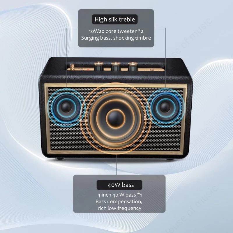 2.1-channel High-quality Retro Wireless Bluetooth Speakers Desktop Subwoofer Outdoor Portable 10000mAh Battery Long Battery Life