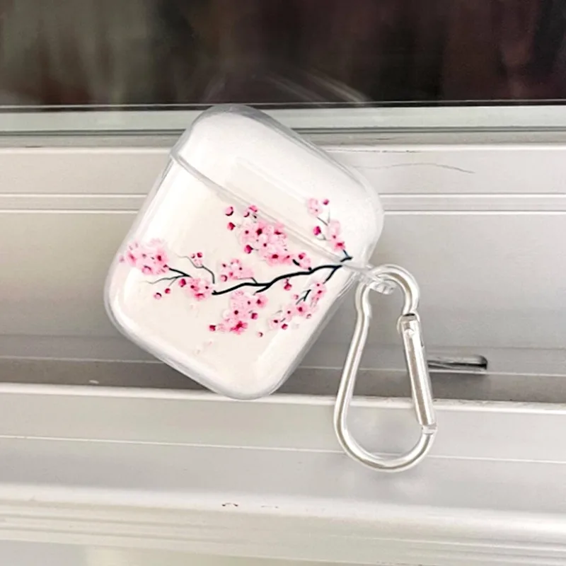 Clear TPU Sakura Custom Cases For Airpods 4 1 2 3 Fashion Silicon Headphone Earphone Cover For AirPods Pro 2 with Keychain Case