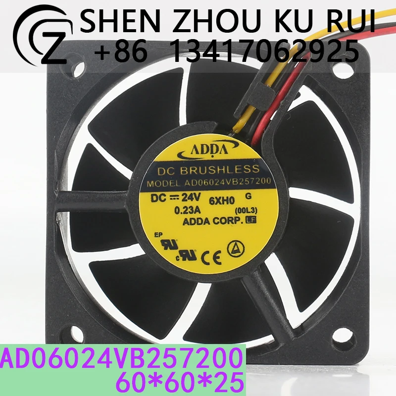 

Original ADDA 24V 0.23A 6025 60X60X25MM 6CM 3-wire inverter Quiet large air volume AD06024VB257200 cooling fan
