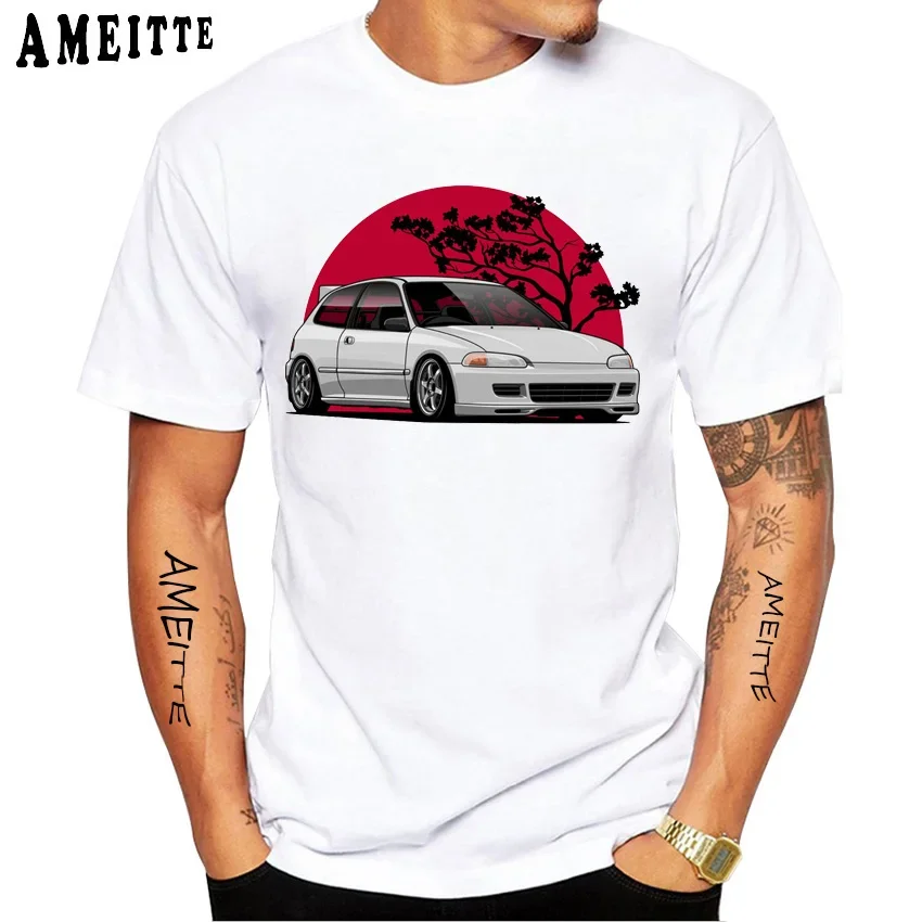 

Japan JDM Style Civic EG Car Sport Vintage T-Shirt New Summer Men Short Sleeve Harajuku Boy Casual Tops Fashion Man White Tees