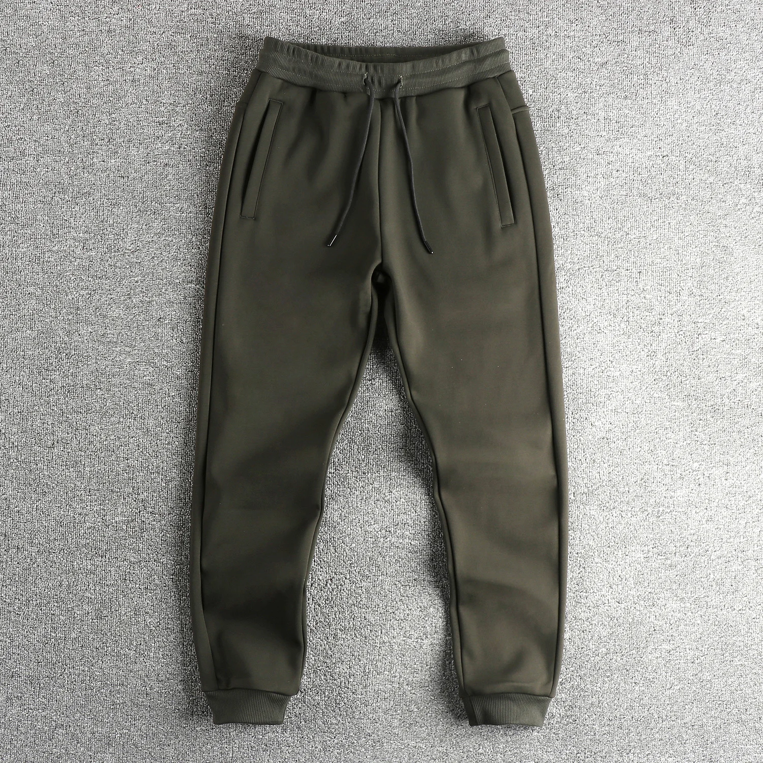 

Autumn Winter New American Retro Knitted Velvet Solid Color Sweatpants Men's Fashion Pure Cotton Drawstring Sport Casual Pants