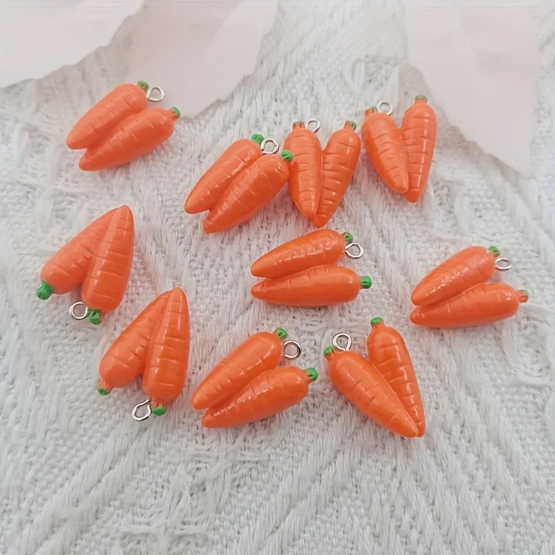10pcs resin 3D carrot and vegetable pendant, DIY jewelry making earrings, keychain accessories