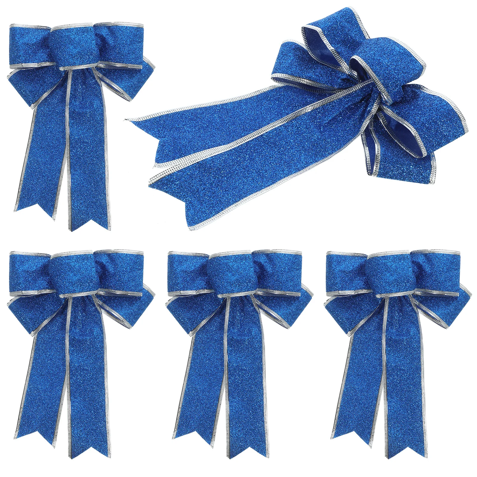 

5Pcs Glittering Fabric Christmas Ribbon Bow Gift Knot Ribbon Decorations for Tree Presents Home Holiday Christmas Bows