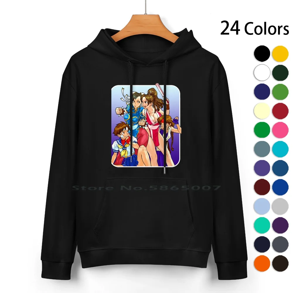 Girls Fight Cotton Hoodie Sweater 24 Colors Arcade Ccg Chun Li Dreamcast Gamer King Of Fighters Mai Shiranui Neo Geo Retro