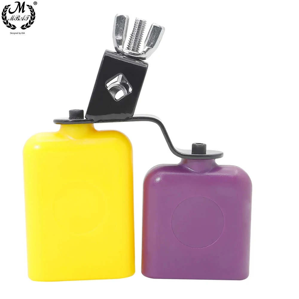Two-Tone Square Clapper with Sambago Bells Double-Sided Hand Knockers Latin Percussion Instrument Adjustable Mount