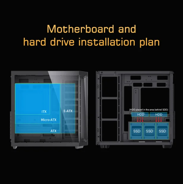 غرفة عرض البحر المنحنية ATX هيكل 360 زجاج مقسى مبرد بالماء مناسب لهيكل سطح المكتب للكمبيوتر المضيف للرياضات الإلكترونية