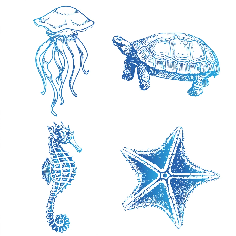 8PCS Sea Animal Window Decals Static Sea Turtles Glass Sliding Door Sticker Clings Waterproof Vinyl Film Ocean Bedroom