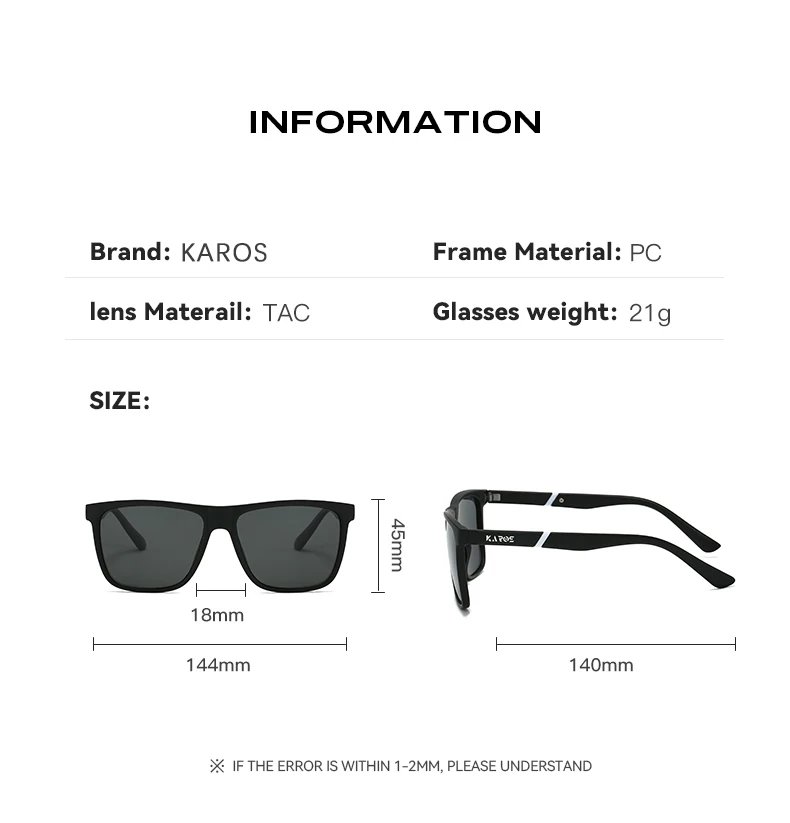 KAROS Polarized Sunglasses Driving Outdoor Travel Ultralight UV400 Eyewear Men Women Sports Fishing Mirror Sun Glasses YZ2015