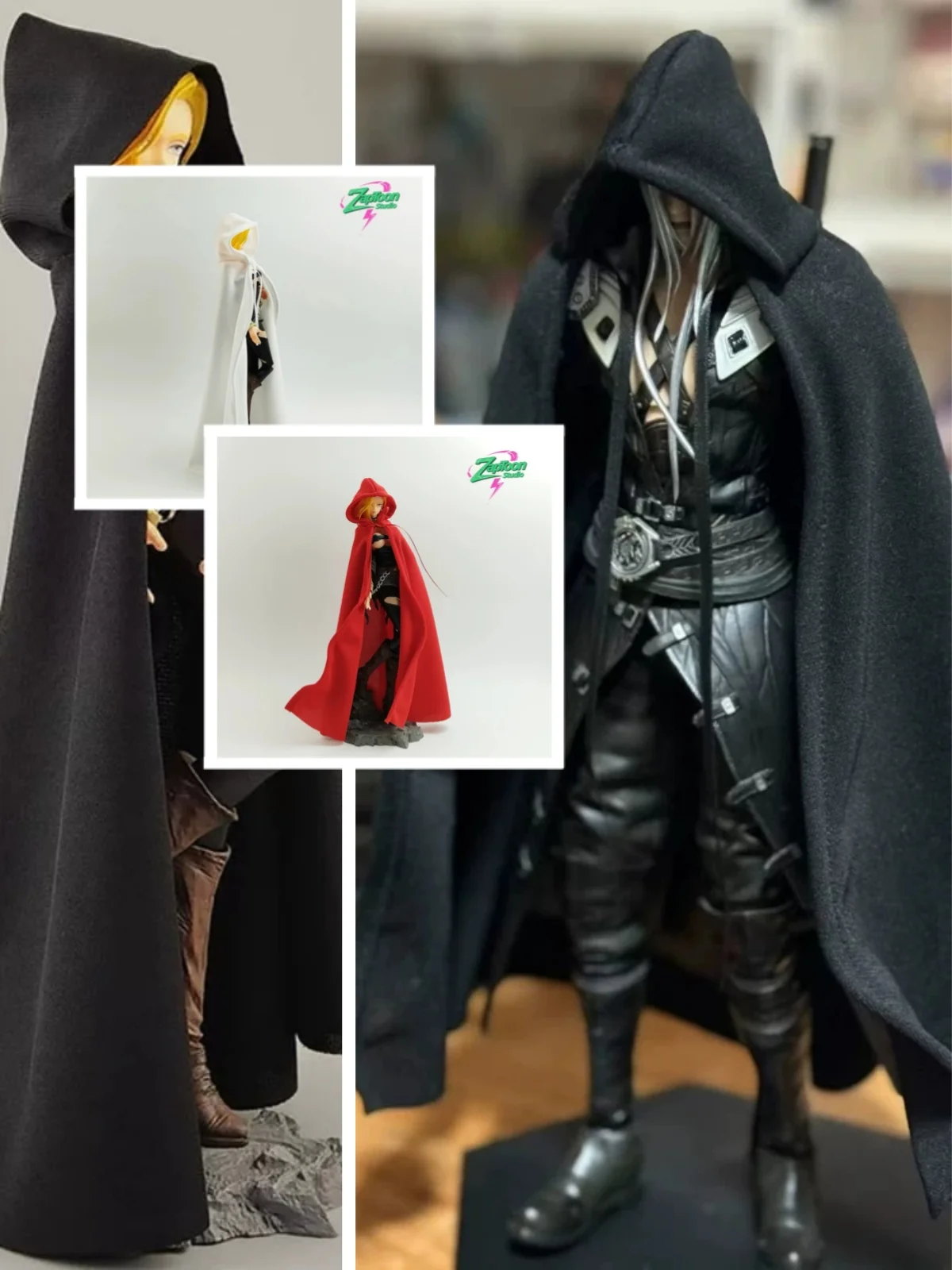 【Only Clothes】1/6 Scale Female Soldier Handmade Fabric Cloak Built-in wire Cloak Fur-trimmed Cloak Fit 12''Action Figure Toys