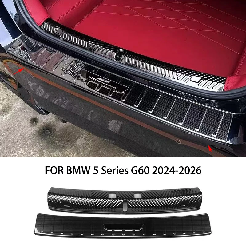 

Подходит для BMW 5 серии G60 2024-2026, нержавеющая сталь, черный, хром, задний багажник, снаружи, внутри, защитная крышка бампера, накладка на порог