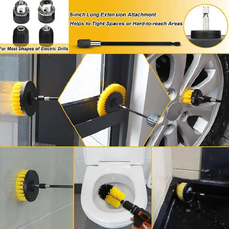 Drill Brush Set 7 Pieces Power Scrubber Cleaning Brush Car Bathroom Tub Shower Tile And Grout Cleaning Kit