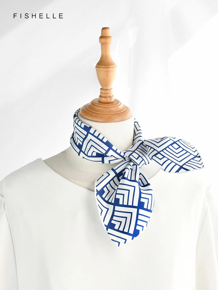 Foulard en soie naturelle pour femmes, classique chinois, bleu, blanc, porcelaine, sergé, printemps, automne, petite écharpe carrée