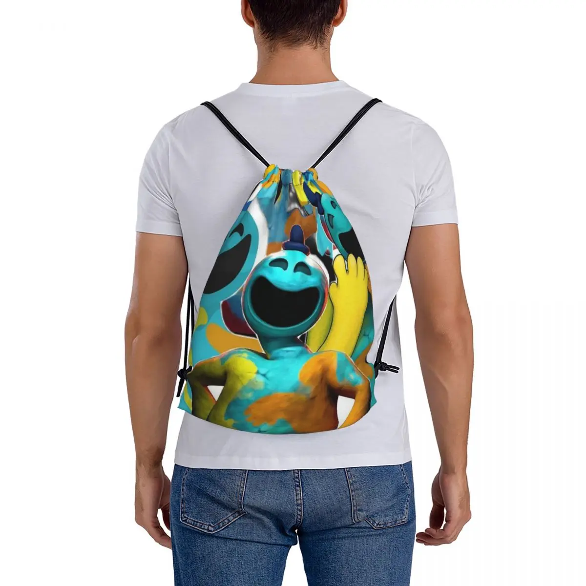 

Doey Doughman Horror Pianosaurus Backpacks Portable Drawstring Bags Shoes Bag Book Bags for Travel School