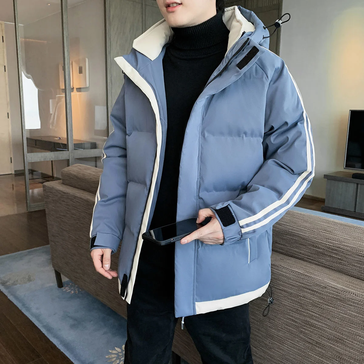 Oversize 2024 Winter New Casual Men's Cotton-Padded Jacket Warm Windproof Hooded Parkas Cold Autumn Outwear Thick Coat Clothing