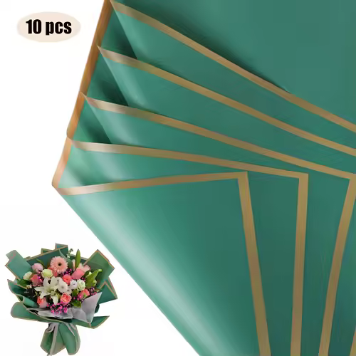 10 Sheets Flower Wrapping Paper with Golden Edges, Waterproof Bouquet Packaging - Ideal for DIY Weddings & Birthdays - Image 21
