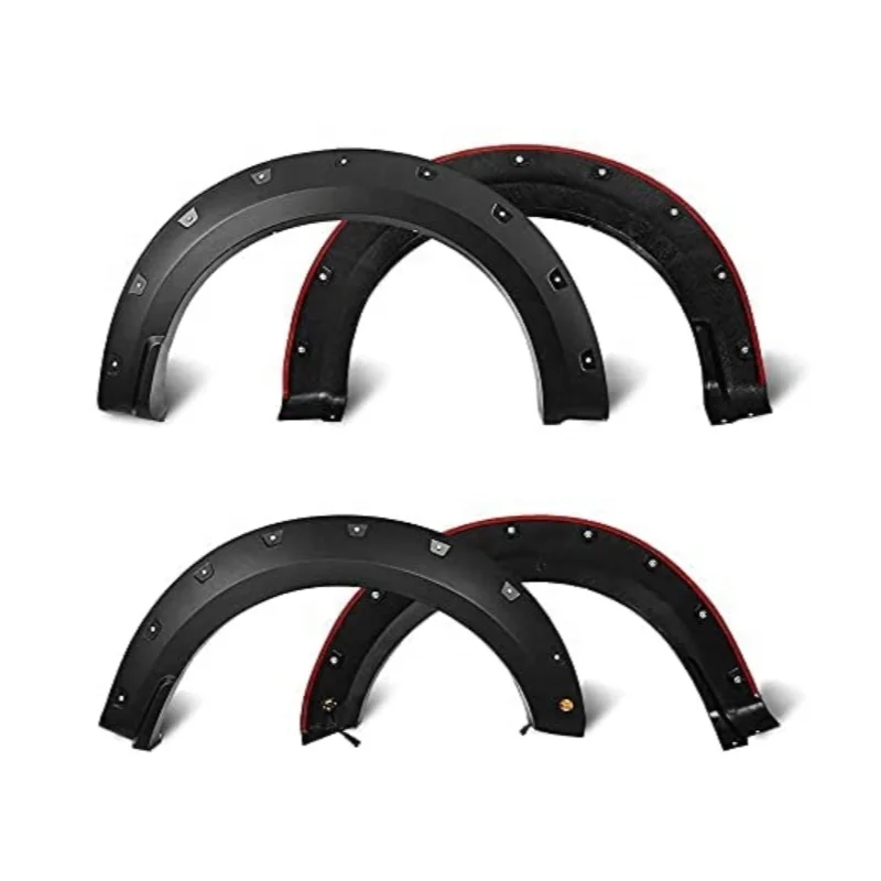 Pocket Rivet Bolt-On 4 Pcs Fender Wheel Flares Fender Flares With Lights Fit For 2015 2017 F150