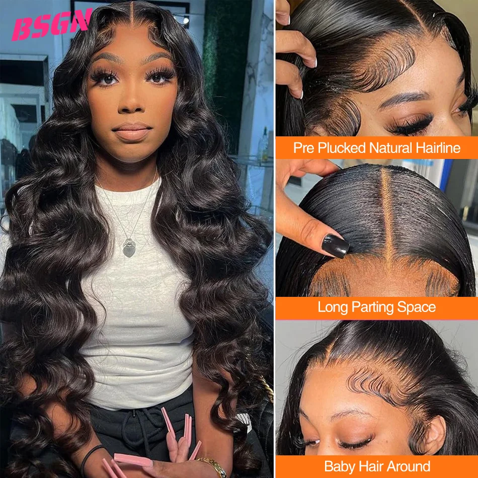 Body Wave Lace Front Wig 13X4 HD Lace Frontal Wig Human Hair Pre Plucked Bleached Knots Lace Front Human Hair Wigs For Women