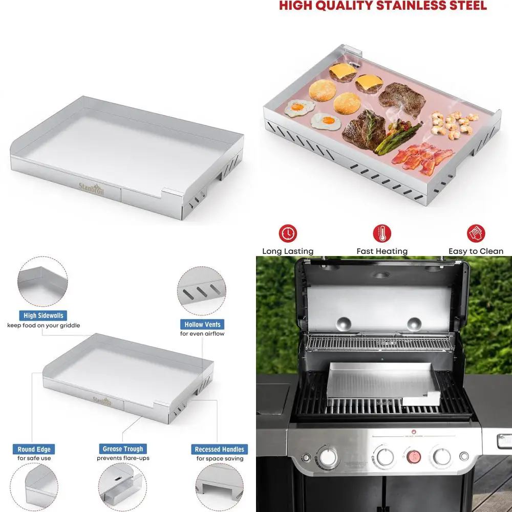 

Равнотемпературная сковорода-гриль из нержавеющей стали для барбекю, кемпинга и вечеринок на открытом воздухе — 18 x 12,5