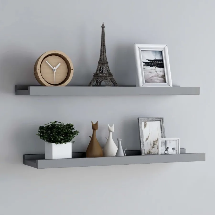 

Picture Frame Ledge Shelves 2 pcs Gray 31.5x3.5x1.2 MDF
