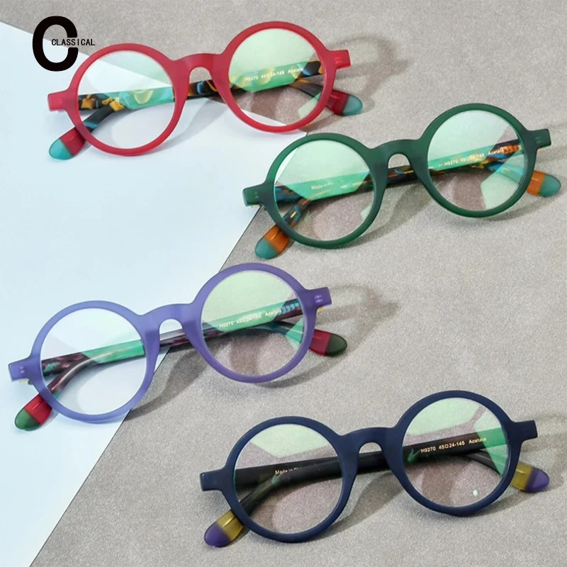 

Top 19270 acetate handcrafted designer brand Classic 2024 unique round personality men's and women's eyeglasses frames