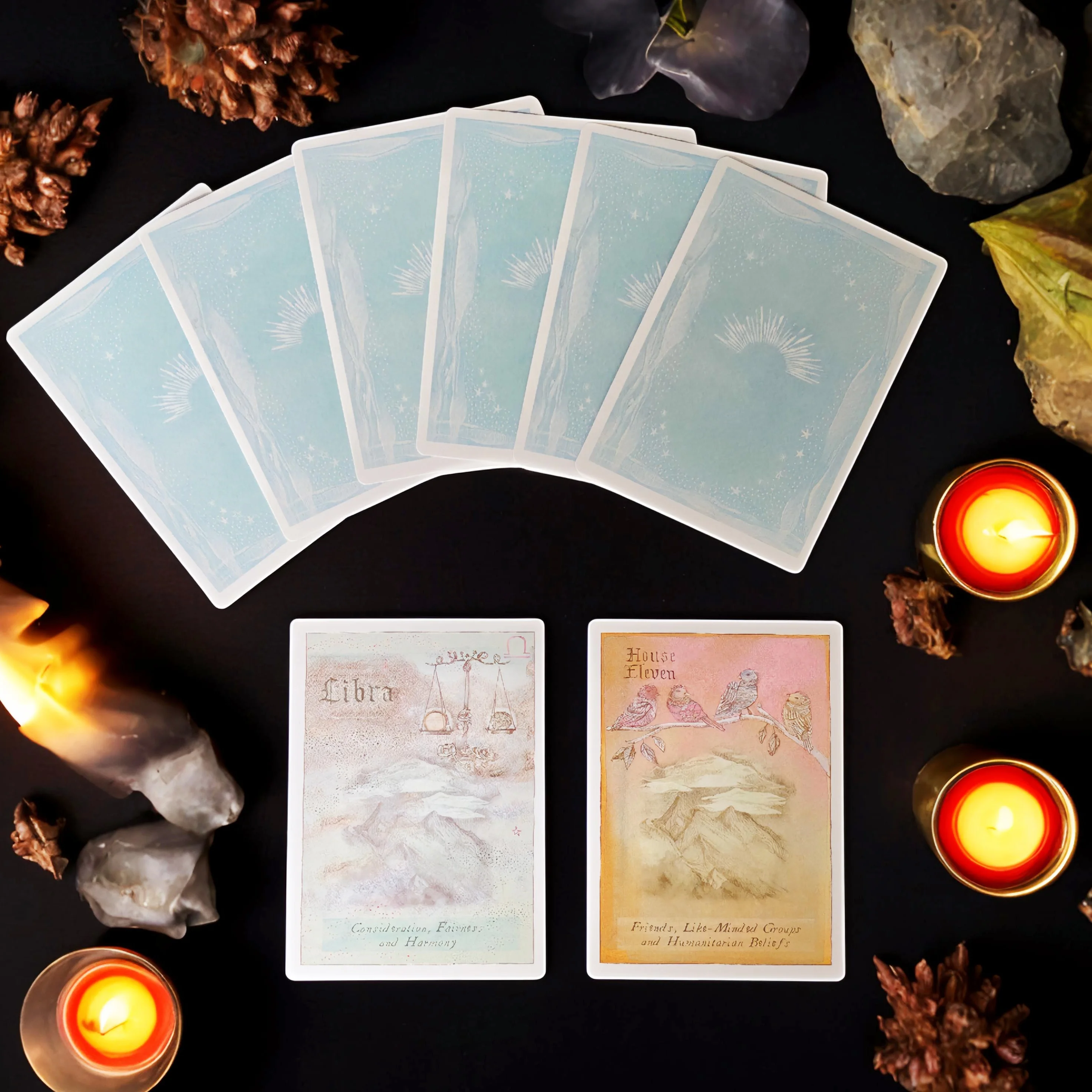 السماوية الهيئات علم التنجيم أوراكل سطح السفينة: 51 بطاقة مع الكواكب، زودياك، البيوت، الجوانب الكبرى 10.4*7.3 سم