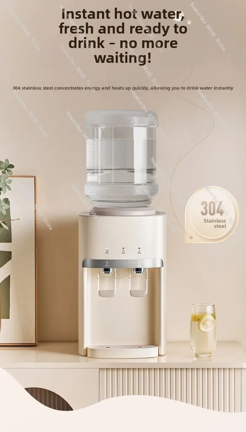 Compact Desktop Water Dispenser | Household Hot Water Dispenser with Underlying Bucket for Office Use