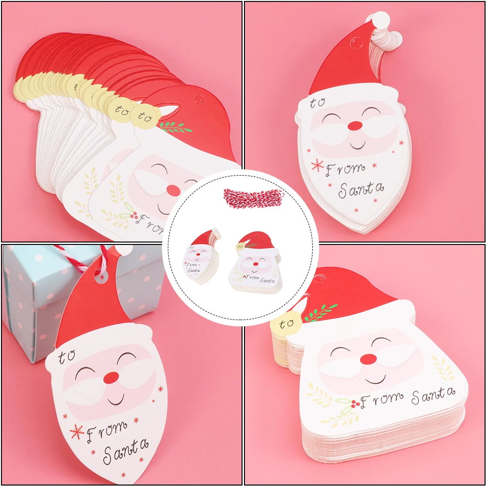 

200 Pcs Santa Claus Tag Merry Christmas Tags Party Gift Label Labels Kraft Paper Decorations for Tree