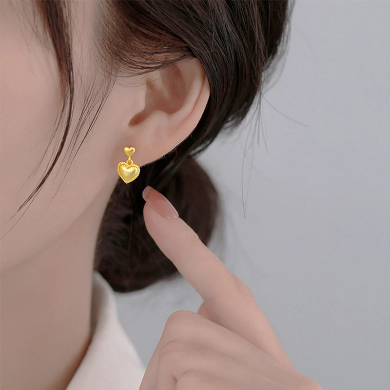 Mewanry Gold Color LoveHeart Drop Earrings For Women Girl Prevent Allergy Classic Fashion Simple Elegant Engagement Jewelry Gift