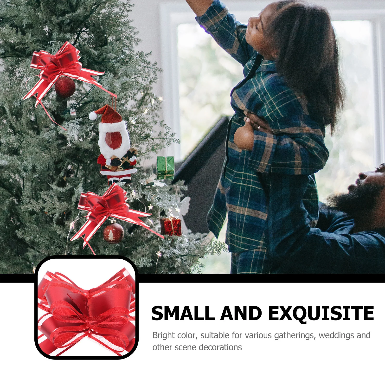 

20pcs Christmas Tree Decor Pull Ribbon Bowknots Gift Wrapping Adornments Bright Color Wedding Party Decoration Pull Flower