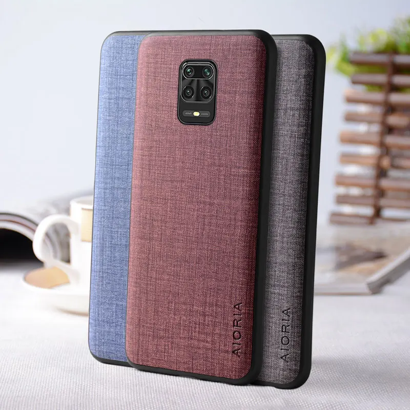 Case for Xiaomi Redmi Note 9 Pro 9T 9S funda Textile texture PC leather Soft TPU&Hard PC phone cover for redmi note 9 pro case