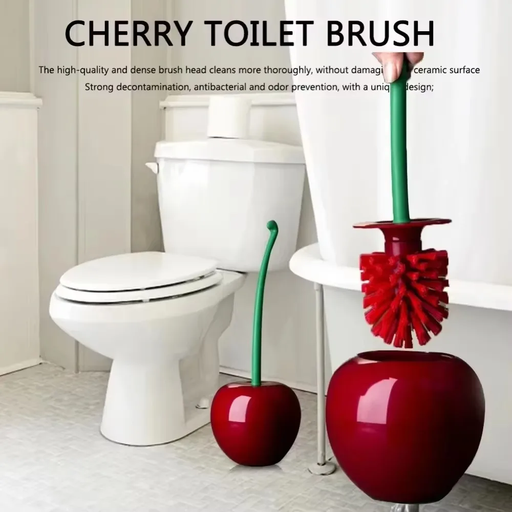 Creative Cherry Shape Toilet Brush Home Toilet Cleaning Tool Set Bathroom Accessories Long-Handled Soft-Bristled Cleaning Brush