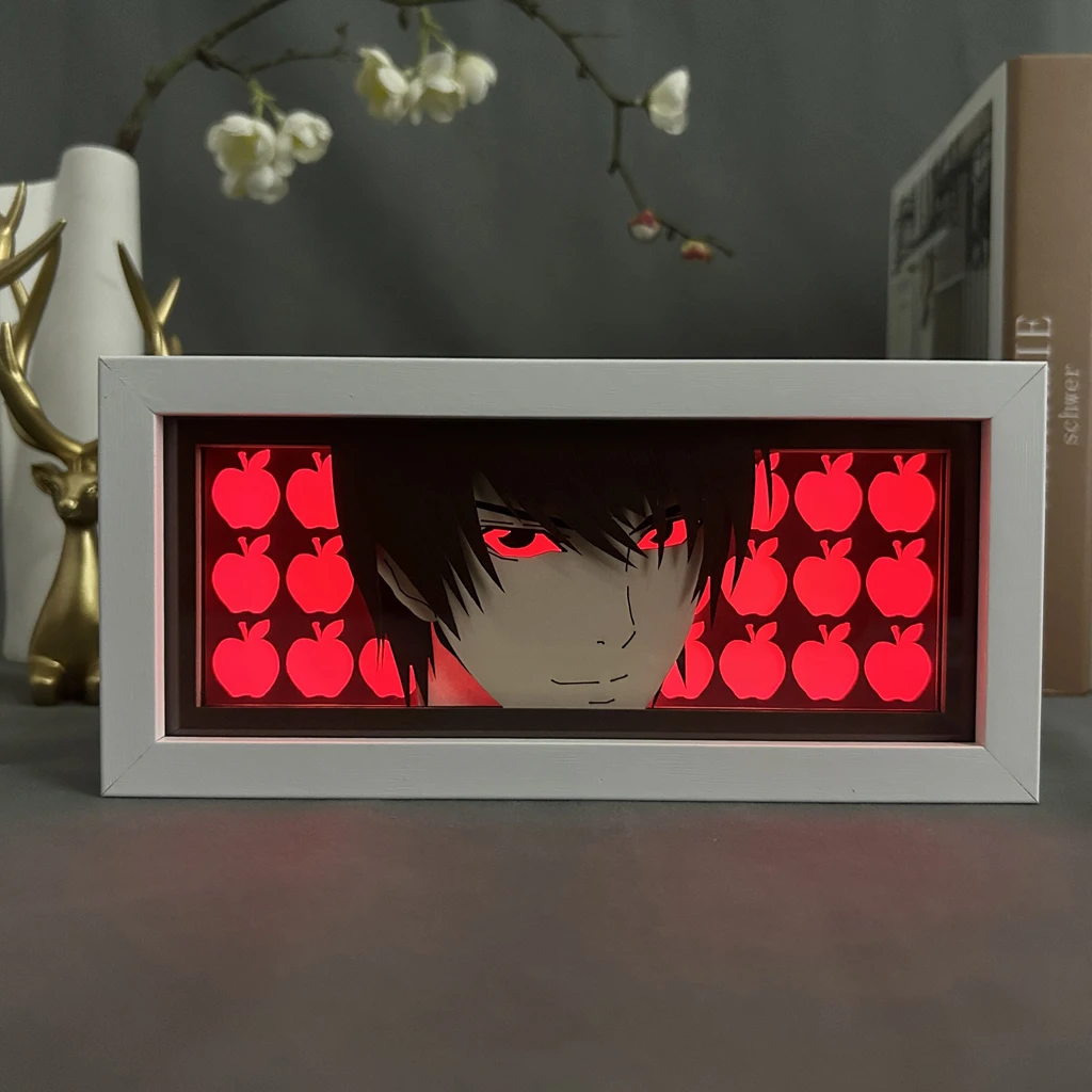 

Paper Cut Anime Light Box Anime Death Note Light Yagami for Bedroom Decoration Manga Desk Table Lamp Lightbox Eyes Death Note