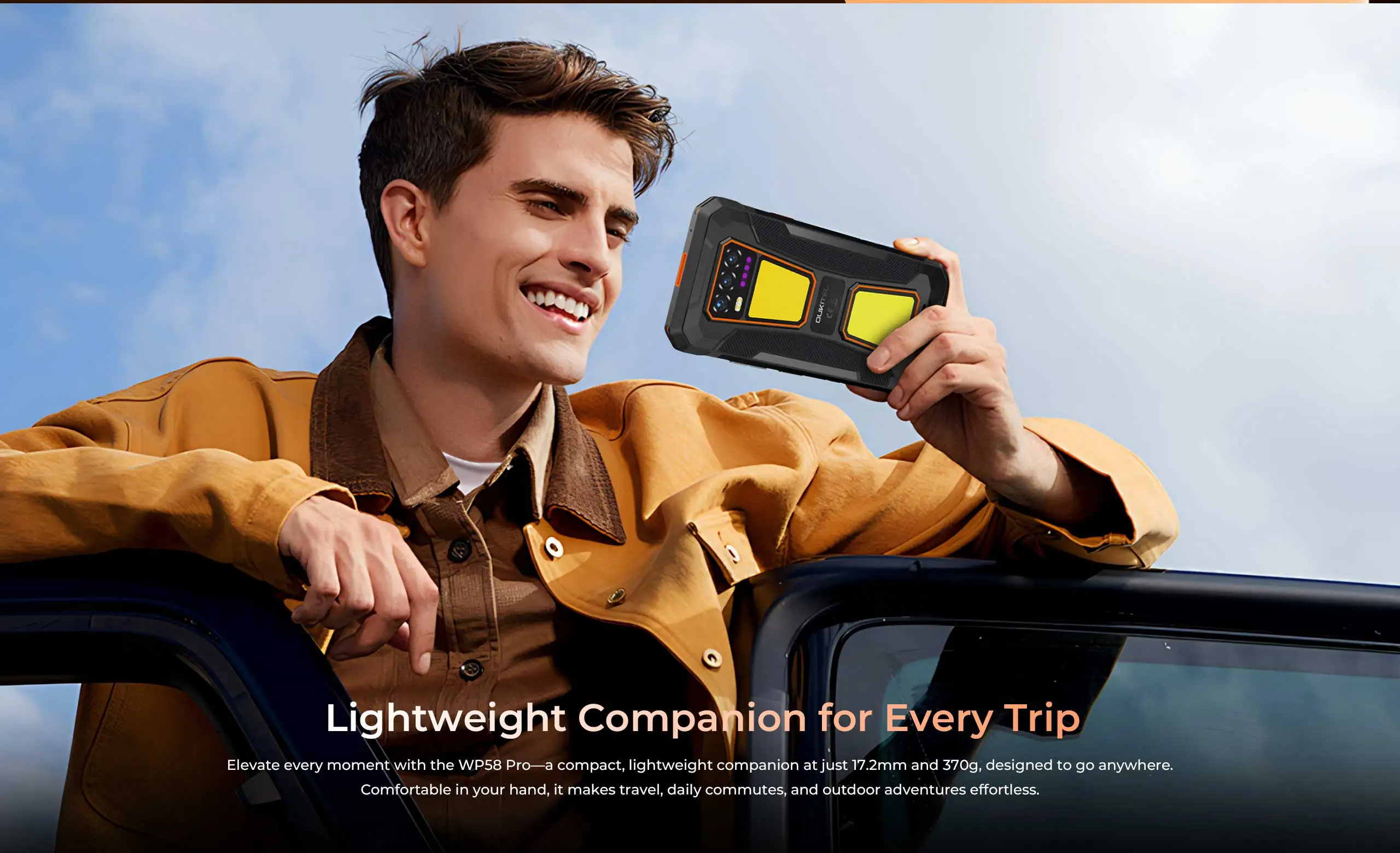 OUKITEL WP58 PRO 5G Rugged Smartphone 24GB(8+16) RAM + 512 ROM, Android 15 NFC 64MP Cellphone with Camping Lamp ,10000mAh 33W