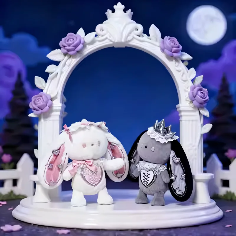 JOOKI 플러시 토끼 인형 바로크 스타일 긴 귀 하트 레이스 리본 봉제 동물 인형 귀여운 토끼 소녀 생일 선물