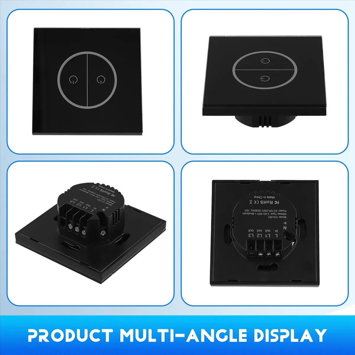 

Умный переключатель Tuya Wi-Fi, двусторонний сенсорный выключатель света, настенный переключатель со стеклянной панелью, европейский стандарт, универсальный национальный стандарт