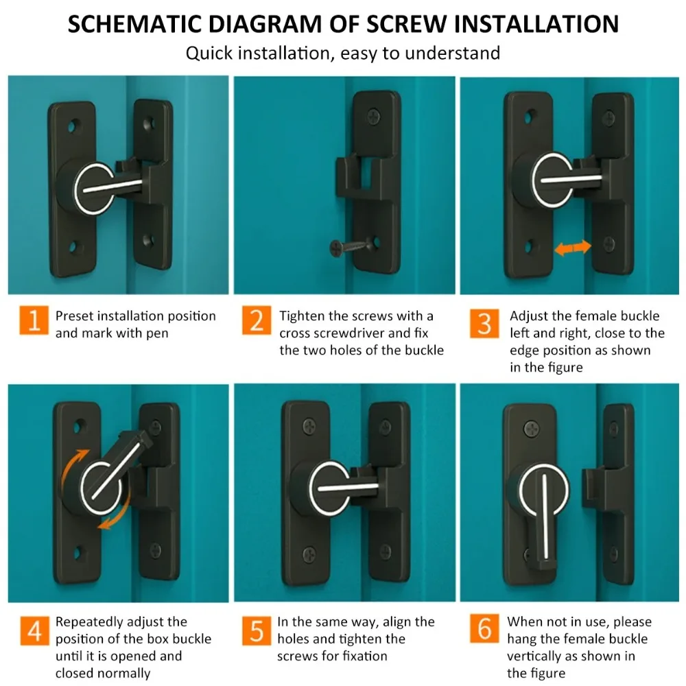 

Прочная светящаяся дверная защелка, 90-градусный сверхмощный замок для раздвижной двери, фурнитура из цинкового сплава, дверной замок для шкафа